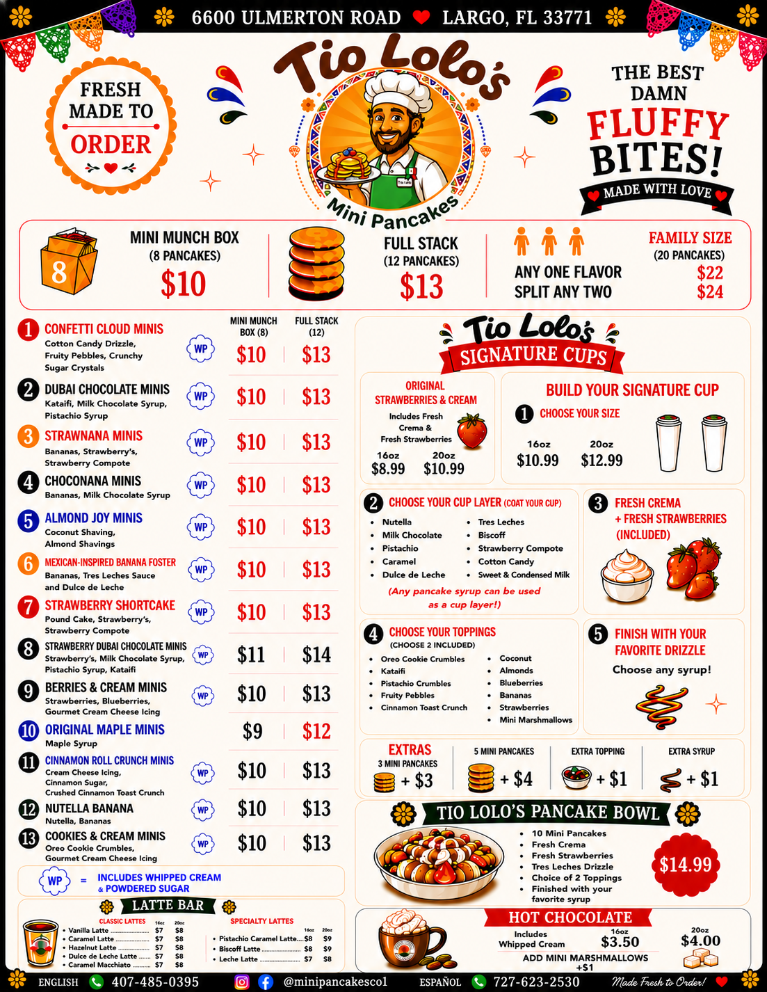 Tío Lolo's Mini Pancakes Full Menu